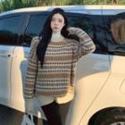 Patterned Sweater / Mock-neck Lace Top
