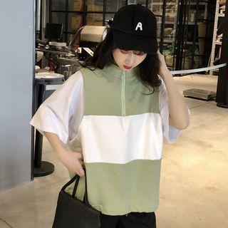 Color Block Zip Placket Vest