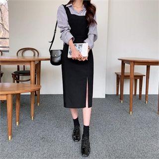 Slit-side Suspender Dress
