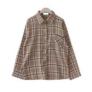 Plaid Long-sleeve Pocket-patch Shirt