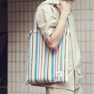 Canvas Striped Shopper Bag