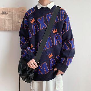 Couple Matching All Over Letter Sweater