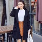 Single-button Hooded Coat