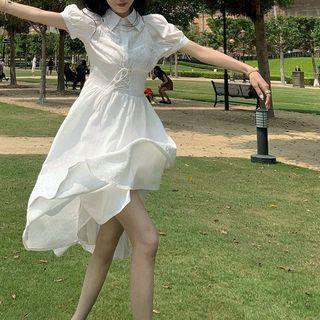 Plain Floral Cutout A-line Dress