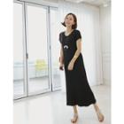 Short-sleeve Crinkled Long T-shirt Dress