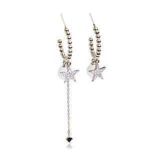 Non-matching Rhinestone Star Dangle Earring Gold - One Size