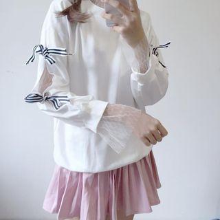 Bow Detail Mock Two-piece Sweatshirt