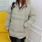 Kangaroo-pocket Zip-side Padded Hoodie
