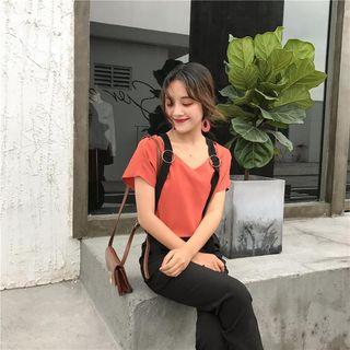 Ribbon Detail V-neck Short-sleeve Top