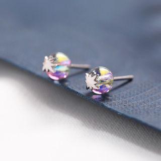 925 Sterling Silver Faux Crystal Bead Earring 1 Pair - As Shown In Figure - One Size