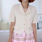 Wing-lapel Metallic-button Jacket