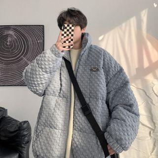 Waffle Pattern Padded Zip-up Jacket