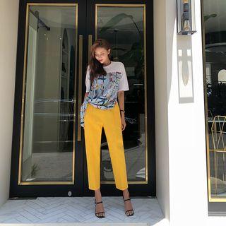 Scarf Print Knotted T-shirt Sky Blue - One Size