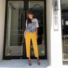 Scarf Print Knotted T-shirt Sky Blue - One Size