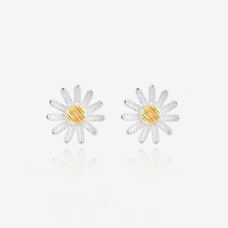 Floral Stud Earring 1 Pair - 925 Silver - Silver - One Size