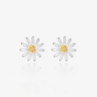 Floral Stud Earring 1 Pair - 925 Silver - Silver - One Size