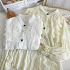 Lace-panel Bell-sleeve Loose Shirt