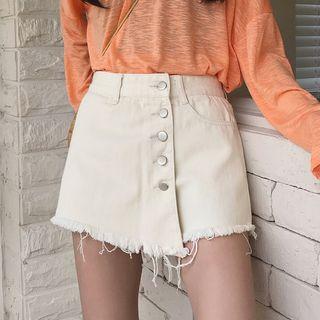 Single-breasted Denim Mini Skirt