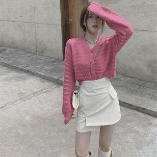 Plain Cardigan / Wrap A-line Skirt