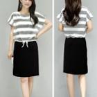 Set: Striped Short-sleeve T-shirt + A-line Dress