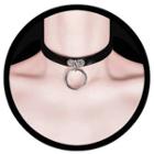 Faux Leather Hoop Choker Black - One Size
