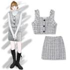 Sleeveless Tweed Top / Mini Skirt