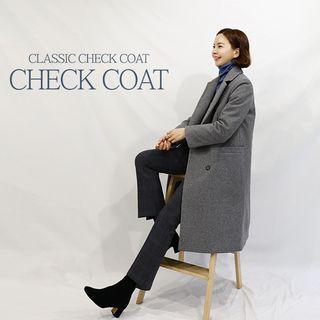 Double-breasted Tailored Checked Coat