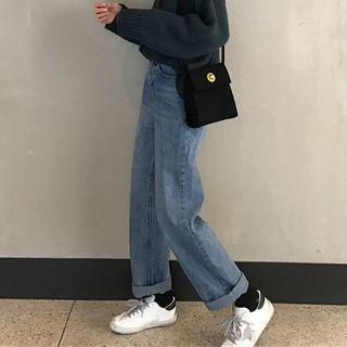 Cropped Straight-fit Jeans / Denim Shorts
