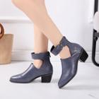 Block-heel Cutout Ankle Boots