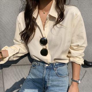 Plain Cotton Shirt Ivory - One Size