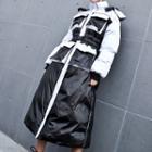 Two-tone Hooded Padded Midi Coat Black & White - One Size