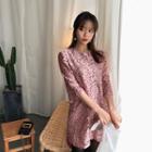 3/4-sleeve Floral Lace Shift Dress