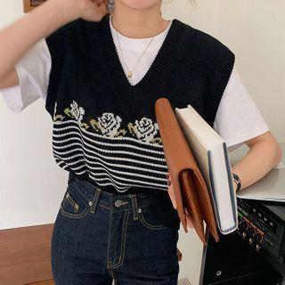 Rose Print Knit Vest