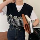 Rose Print Knit Vest