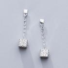 925 Sterling Silver Cubic Rhinestone Dangle Earring S925 Silver - 1 Pair - Silver - One Size