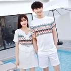 Couple Matching Patterned T-shirt / Tasseled Dress