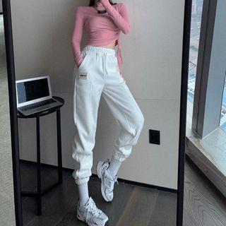 Drawstring Crop T-shirt / Drawcord High-waist Harem Pants