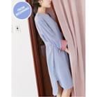 Contrast-cuff Striped Dress With Sash