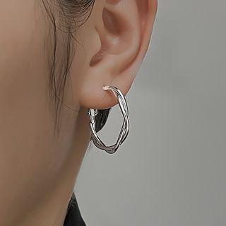 Twisted Alloy Hoop Earring 1 Pair - Earring - Silver - One Size