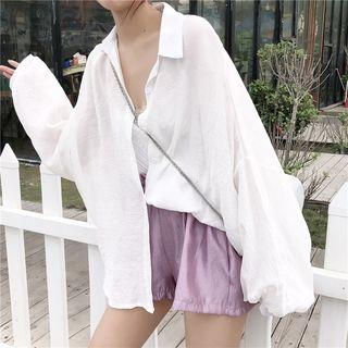 Puff-sleeve See-through Shirt
