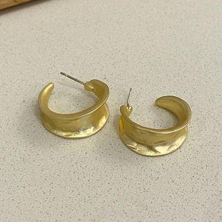 Alloy Open Hoop Earring 1 Pair - Stud Earrings - Gold - One Size
