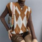 Argyle Sweater Vest Brown - One Size