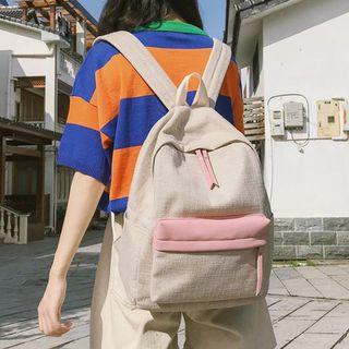 Color Panel Linen Backpack