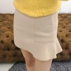 Asymmetric Ruffle-hem Wool Blend Miniskirt