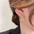 Heart Rhinestone Alloy Dangle Earring Eh1377 - 1 Pair - Gold - One Size