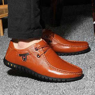 Genuine-leather Studded Loafers