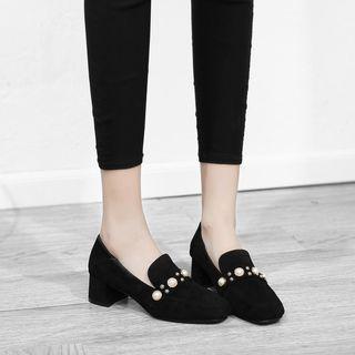 Embellished Chunky Heel Loafers