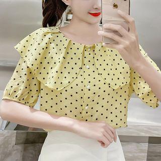 Short-sleeve Polka Dot Blouse