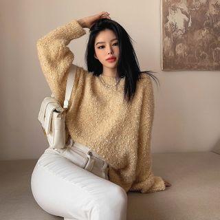 Glittered Wool Blend Boxy Sweater