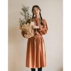 Mandarin-collar Embroidered Long Shirtdress